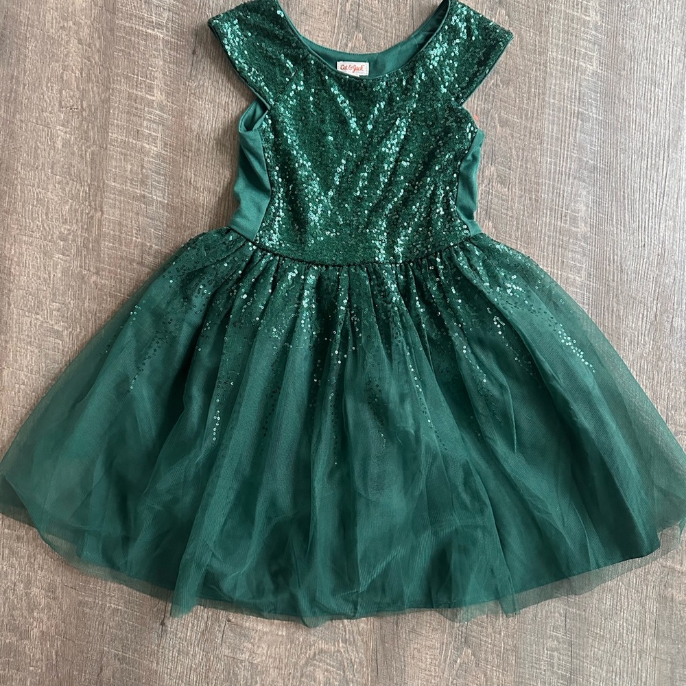 EUC Cat & Jack Sparkly Green Kids Costume Dress
